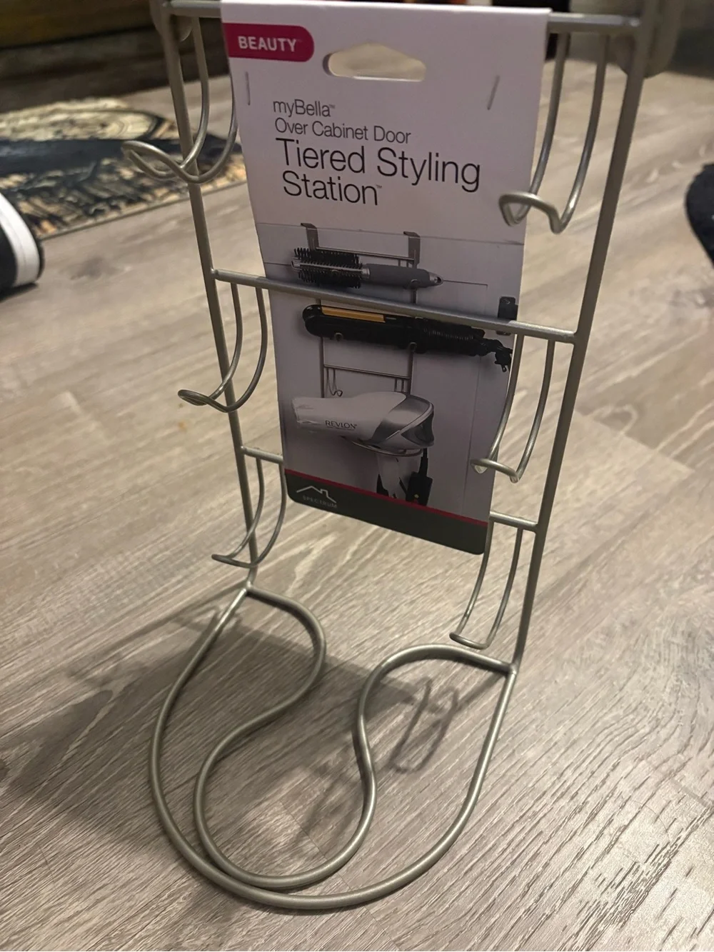 Over Cabinet Door Tiered Styling Station - Silver